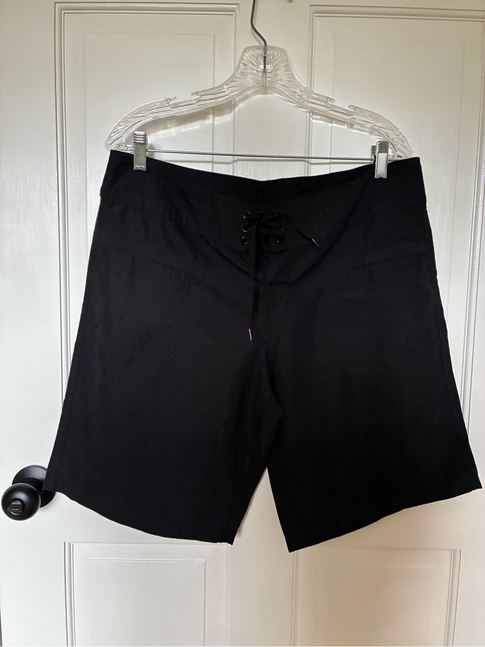 Island Escape Black Lace-Up Board Shorts